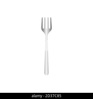 Metal fork vector illustration isoalted on white background. Suitable for Realistic 3d Mockup. Stainless steel material cutlery or tableware. 30/35 Stock Vector