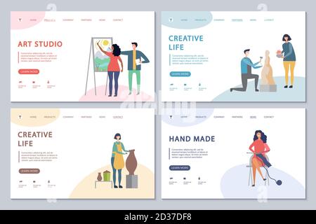 Creative life landing page set vector template Stock Vector