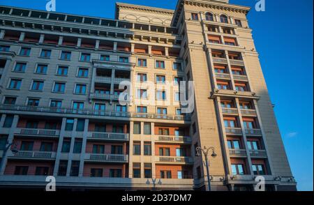 August 11, 2019 Moscow, Russia. Hotel building Four Seasons Hotel Moscow on Manezhnaya square in Moscow. Stock Photo