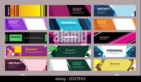 Colorful abstract banners. Geometric abstract forms with place for text rectangular and triangular shapes vector banners Stock Vector