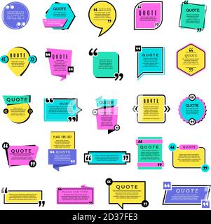 Quote templates. Blog text notes remarks rectangle graphic shapes vector objects Stock Vector