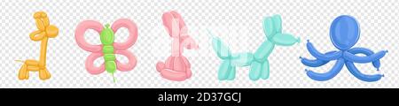 Balloons animals vector isolated on transparent background Stock Vector