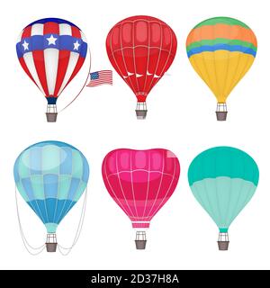Air balloons. Airing transport in sky vector hot air balloons Stock Vector