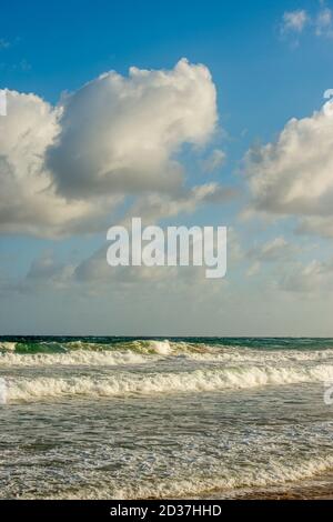 Kealia beach is Kapaa's premier surfing beach on Kauai Island, Hawaii, USA. Stock Photo