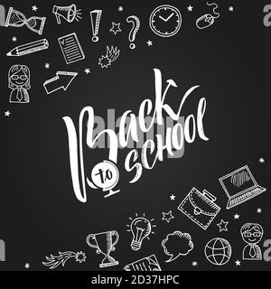 Back to school vector background with doodle education icons Stock Vector