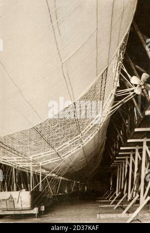 The Zeppelin LZ1 airship under construction (1899, Germany) Stock Photo