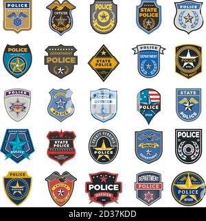 Police badges. Officer security federal agent signs and symbols police protection vector logo Stock Vector
