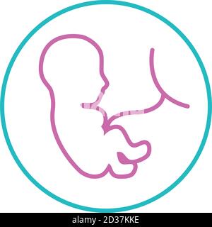 baby in womb icon over white background, line style, vector illustration Stock Vector