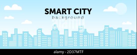 City skyline vector illustration. Urban landscape. Daytime cityscape in flat style. Stock Vector