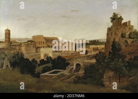 Palm  Gustaf Wilhelm - View of Rome with the Colosseum - Swedish School - 19th  Century