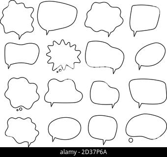 Linear speech bubbles. Scribe round shapes for comic magazine bubble talk vector collection Stock Vector