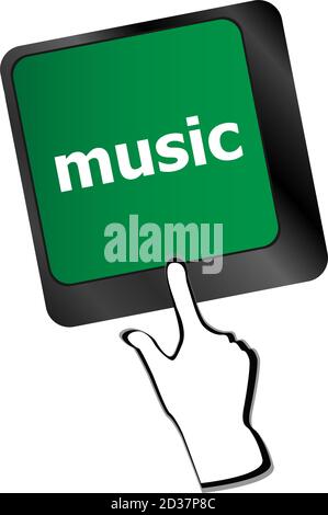 Computer keyboard with music key - technology background Stock Photo