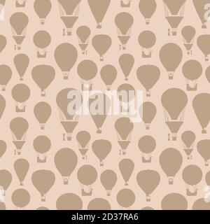 Hot air balloons silhouettes vintage seamless pattern. Illustration of balloon hot in sky, silhouette wallpaper Stock Vector