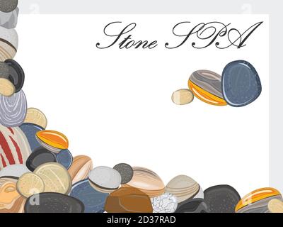 SPA background template with cartoon stones frame vector illustration Stock Vector