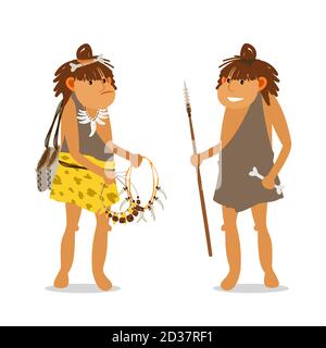 Young ancient girls exchange things vector illustration on white background Stock Vector