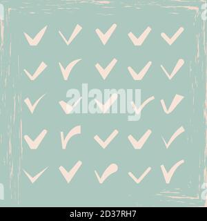 Vector confirm icons vintage style collection on blue background Stock Vector