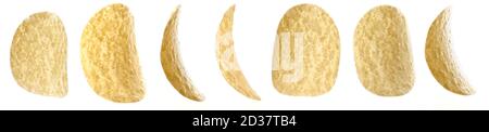Chips in different shapes on a white background isolated Stock Photo