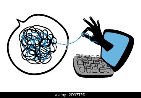 Online psychological help vector illustration. Psychotherapy concept Stock Vector