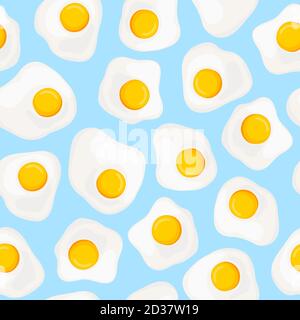 Cartoon eggs pattern on bright blue background, vector illustration Stock Vector