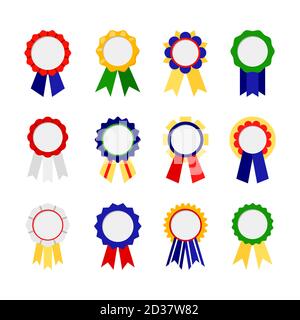 Awards ribbons icons. Good grades ribbon colorful rewards vector set. Best award, good reward with ribbon illustration Stock Vector