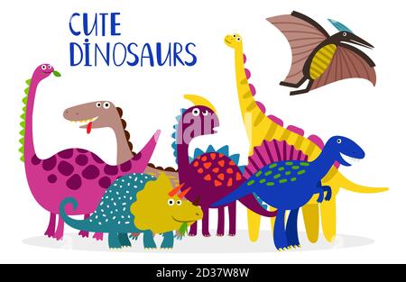 Cartoon dinosaurs vector collection isolated on white background Stock Vector