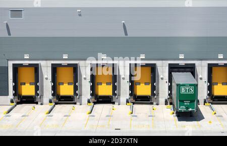 Lorry at a transport hub Stock Photo