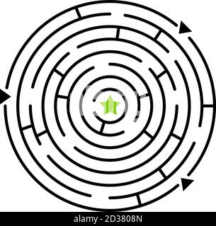 Maze game. Ways to labyrinth vector illustration, labyrinthitis paths and many gates isolated on white background Stock Vector