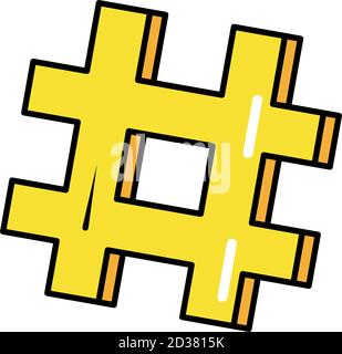 hashtag social media pop art comic style, flat icon vector illustration Stock Vector