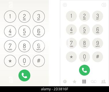 Smartphone dial keypad design. Mobile phone numbers panel, cellphones digital dialing communication screen, vector illustration Stock Vector