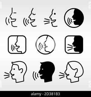 Speak line vector icons and signs. Express, Utter, Verbalize ...