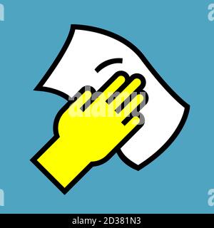 Wiping, dust cloth and glove cleaning vector icon. Wipe and clean rag ...