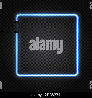 Glowing Neon Tubes Frame on Dark Transparent Background. Vector Illustration EPS10 Stock Vector