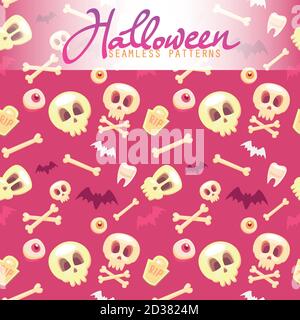 Halloween seamless patterns. Vector halloween background. Flat style. Stock Vector