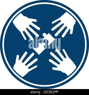 hands with puzzlez pieces solution silhouette icon vector illustration Stock Vector