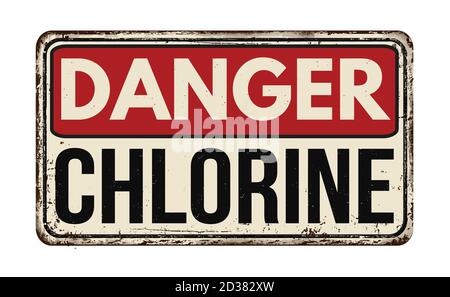 Chlorine vintage rusty metal sign on a white background, vector illustration Stock Vector