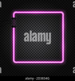 Glowing Neon Tubes Frame on Dark Transparent Background. Vector Illustration EPS10 Stock Vector