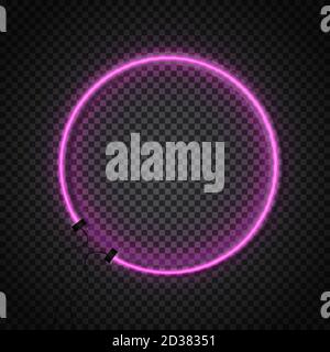 Glowing Neon Tubes Circle Frame on Dark Transparent Background. Vector Illustration EPS10 Stock Vector