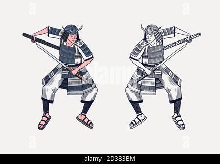 Ninja Character Wearing Mask And Standing In Fighting Pose Isolated On  White Background Vector Sketched Illustration. Oriental Martial Art Concept  Royalty Free SVG, Cliparts, Vectors, and Stock Illustration. Image  137000996.