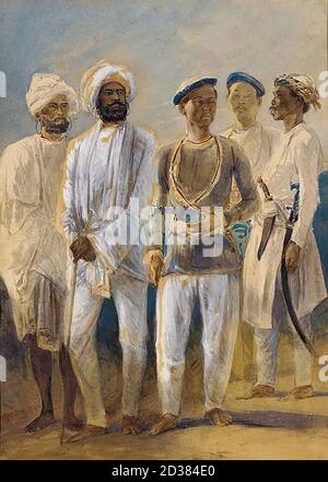 Lundgren Egron - Five Sikhs and Gurkhas - Swedish School - 19th  Century Stock Photo