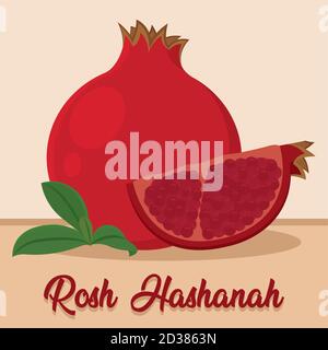 Isolated pomegranade rosh hashana jewish cartoon- Vector Stock Vector