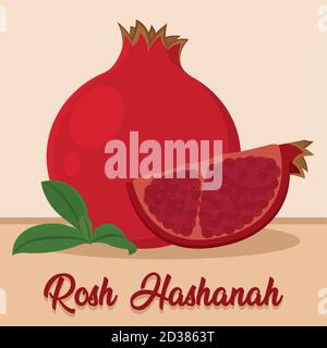 Isolated pomegranade rosh hashana jewish cartoon- Vector Stock Vector