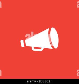 Megaphone Icon On Red Background. Red Flat Style Vector Illustration. Stock Vector