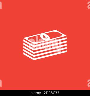 Money Icon On Red Background. Red Flat Style Vector Illustration. Stock Vector