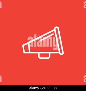 Megaphone Line Icon On Red Background. Red Flat Style Vector Illustration. Stock Vector