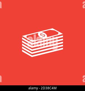Money Icon On Red Background. Red Flat Style Vector Illustration. Stock Vector