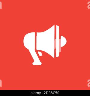 Megaphone Icon On Red Background. Red Flat Style Vector Illustration. Stock Vector