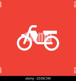 Motorcycle Icon On Red Background. Red Flat Style Vector Illustration. Stock Vector