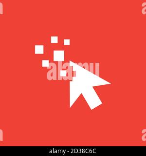 Mouse Cursor Icon On Red Background. Red Flat Style Vector Illustration. Stock Vector