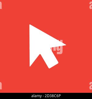 Mouse Cursor Icon On Red Background. Red Flat Style Vector Illustration. Stock Vector