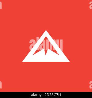 Mountain Icon On Red Background. Red Flat Style Vector Illustration. Stock Vector